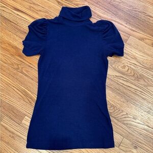 Blue dress turtleneck blouse